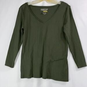 Fashion bug 100% cotton green long sleeve V-neck